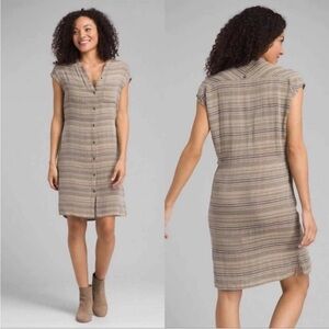 NWT Prana Organic Cotton Striped Button-Down Dress